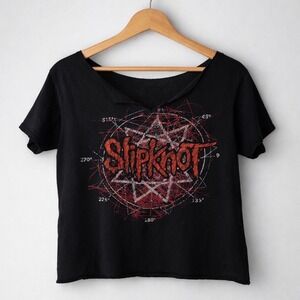 Slipknot sz M/L Womens Cut Off Band Tee Distressed Trashed Grunge Goth Punk Rock
